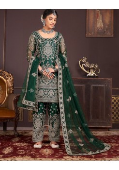 Royal Green   Embroidery Straight Pant Suit